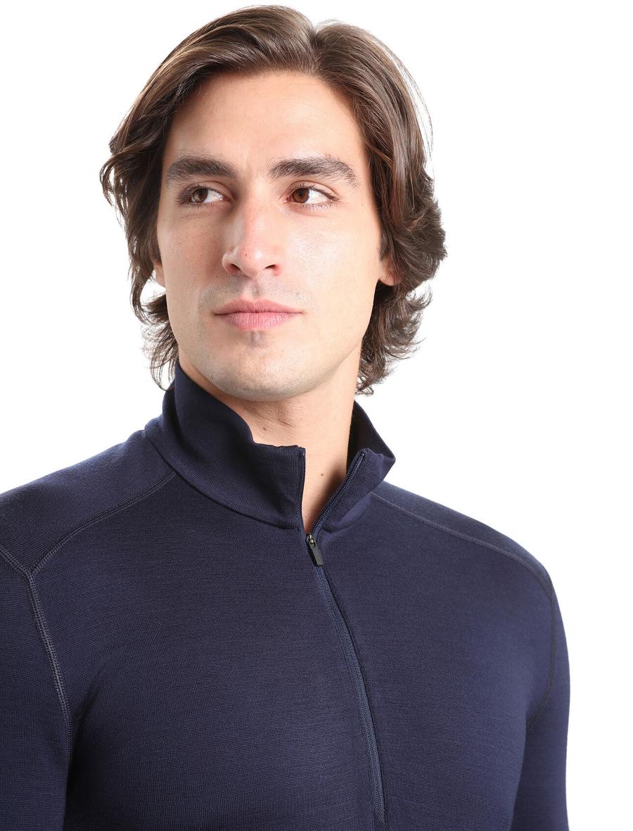 Midnight Navy Icebreaker Merino 260 Tech Long Sleeve Half Zip Thermal Top Men's Base Layers | AU 1385OKIR